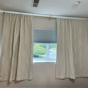 Blackout Curtain Panels Cream (2) 63”x50” Palm Frond Pattern